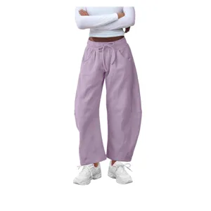 Pantalon de Jogging Ample Femme Cordon de Serrage Été Taille Haute Poches Casual