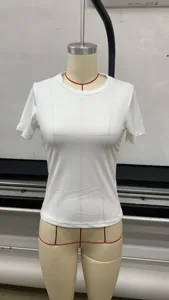 2025 Summer Women's Short Sleeve Slim Fit T-shirt Casual Solid Color Round Neck Top