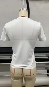 Back view of a white slim-fit crew neck short sleeve T-shirt, showing fit and clean details.