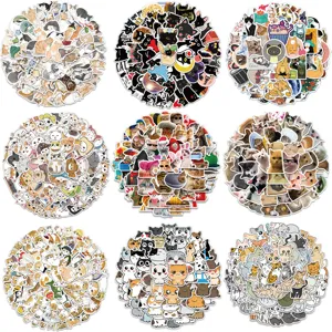 Cute Cat Stickers Waterproof PVC Vinyl Decals Aesthetic Cartoon Animal Pet Sticker Pack For Laptop Luggage Guitar Water Bottle
