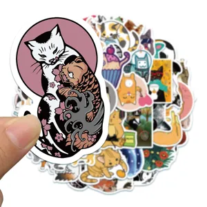 Cute cat waterproof stickers pack for laptop luggage skateboard graffiti aesthetic