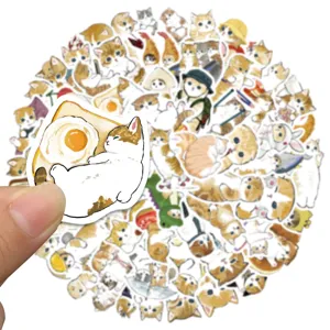 Cute cartoon cat waterproof stickers set for luggage laptop phone and notebook DIY decoration.