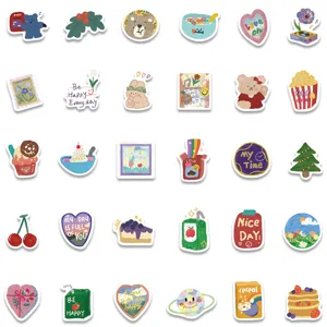 Cute aesthetic cartoon stickers pack, waterproof DIY decorative decals for laptop and water bottle.