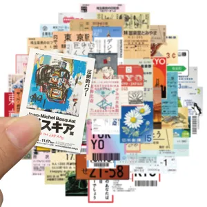60pcs Japanese travel ticket stickers waterproof retro scenic spot laptop guitar luggage decoration