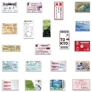 Waterproof Japanese travel tickets stickers set for luggage laptop guitar water bottle decoration