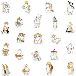 Cute cartoon orange cat stickers waterproof DIY decals for laptop luggage and phone case decor