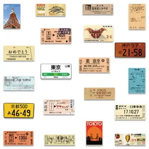 Japanese vintage travel tickets train passes retro waterproof stickers decals 60pcs pack