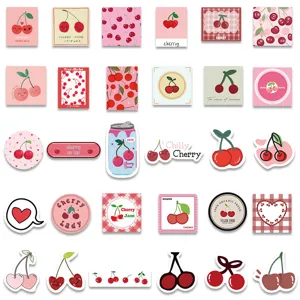 Cute pink cherry stickers set DIY waterproof decorative decals for laptop water bottle 90pcs
