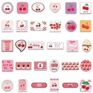 Cute Korean INS style pink cherry decorative stickers set for phone case luggage DIY crafts.