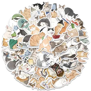 Cute waterproof cat stickers pack for laptop luggage skateboard guitar graffiti decals