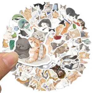 Cute cat stickers waterproof vinyl decal pack for laptop luggage guitar skateboard