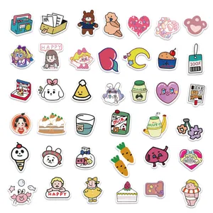 Close-up detail of cute aesthetic cartoon stickers pack, perfect for DIY journaling crafts.