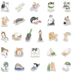 Cute cat stickers waterproof cartoon vinyl decal for laptop luggage guitar water bottle
