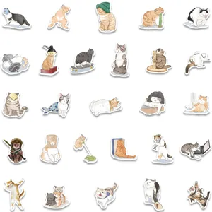 Cute cat stickers waterproof vinyl decal pack for laptop luggage guitar tumbler funny pets art