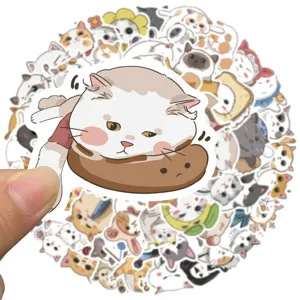 Cute cat stickers waterproof vinyl decal for laptop luggage skateboard guitar decor.