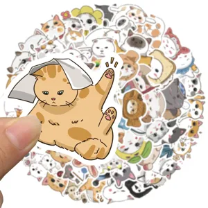 Cute waterproof vinyl cat stickers pack for laptop water bottle luggage skateboard guitar decals
