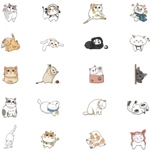 Cute cat stickers detail view, showing various adorable kitten poses for decoration use.