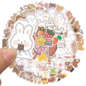 Cute cartoon rabbit bear stickers pack waterproof DIY waterproof decal for luggage water bottle