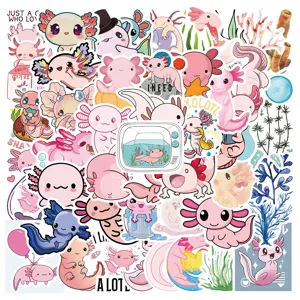 Cute Axolotl Cartoon Animal Waterproof Vinyl Stickers Decals For Laptop Luggage Water Bottle DIY Decoration