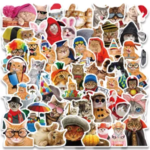 50pcs cute funny cat stickers waterproof vinyl decals for luggage skateboard laptop