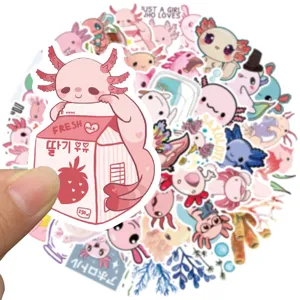 Cute axolotl waterproof stickers pack for laptop, luggage, phone, guitar graffiti decoration.
