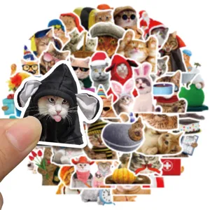 Cute funny cat stickers waterproof vinyl decal pack for laptop skateboard luggage water bottle