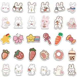 Cute aesthetic cartoon bunny stickers for laptop water bottle luggage phone DIY decor