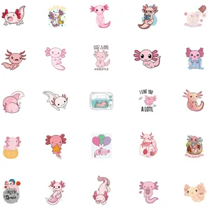 50PCS Cute Axolotl Stickers Kawaii Cartoon Animal Vinyl Decals for Laptop Luggage Water Bottle