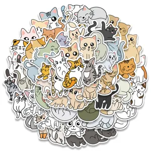 Cute cartoon cat stickers waterproof decals for laptop guitar luggage and suitcase decoration pack.