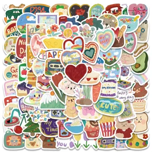 A set of 90 cute Korean ins-style aesthetic stickers for DIY luggage laptop water bottle decor.