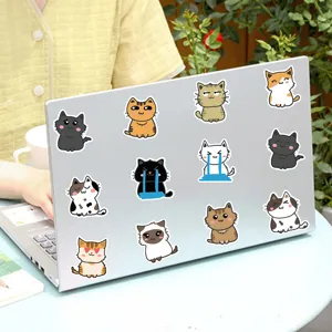 Cute cartoon cat stickers waterproof decals for laptop, luggage, and guitar decoration.