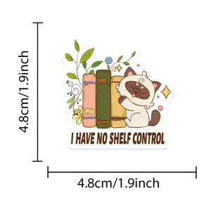 Cute cat reading books decorative sticker, waterproof vinyl decal for phone and laptop