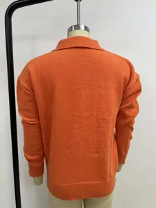 Solid color knit cardigan for women, classic lapel long sleeve sweater, autumn winter style.