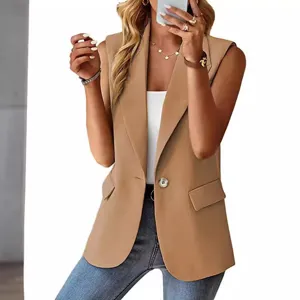 Damen Revers Anzugweste lässige ärmellose Blazer Weste elegante Pendler Oberbekleidung