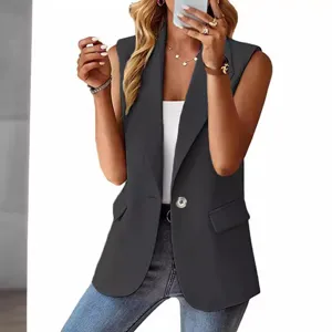 Elegante ärmellose Blazerweste für Damen mit Reverskragen, stilvolles Business Top ohne Ärmel.