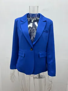 Elegante blazer da donna blu royal, giacca da abito slim fit a un bottone per look alla moda.