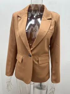 Donna giacca blazer casual tinta unita risvolto un bottone vestibilità slim cappotto