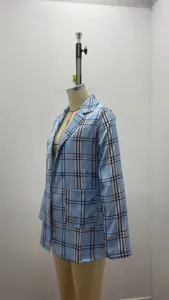 Women plaid blazer casual suit jacket lapel cardigan office wear 2025 new spring fashion