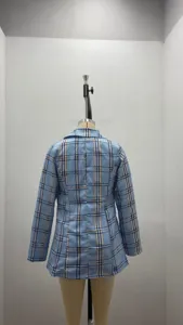 Women plaid blazer casual slim fit lapel suit jacket autumn fashion elegant outerwear