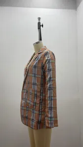 Women classic plaid blazer casual long sleeve lapel coat spring autumn fashion outerwear