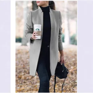 2025 Herbst Winter neue Mode Damen einfarbige Stehkragen Wollmischung Mantel Hauptansicht