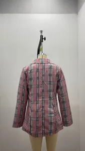 Pink plaid blazer detail, slim fit lapel suit jacket for women spring autumn fashion style