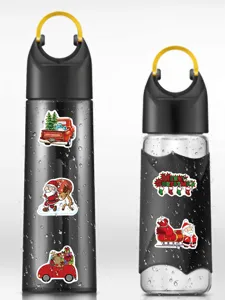 Water bottle set featuring festive Christmas stickers, stylish design for daily use and gifts.