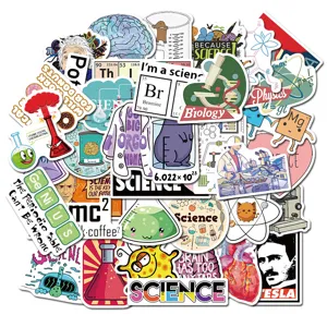 Wissenschaft Labor Aufkleber Wasserdicht PVC Abziehbilder 50 Stk Wissenschaft Thema Graffiti Aufkleber Für Schreibwaren Laptop
