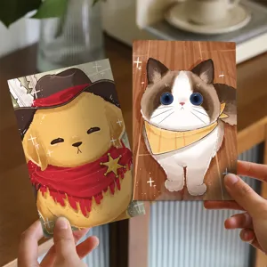 Cute animal postcard detail view, creative greeting cards for festival and birthday wishes.
