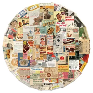 Vintage newspaper magazine sticker pack, retro journal decorative sticker decals for luggage laptop.