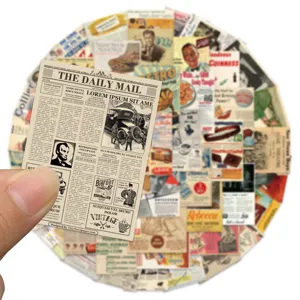 Vintage newspaper stickers retro aesthetic journaling scrapbooking aesthetic pack.