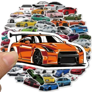 Pegatinas de graffiti de coche deportivo JDM de dibujos animados impermeables para maleta