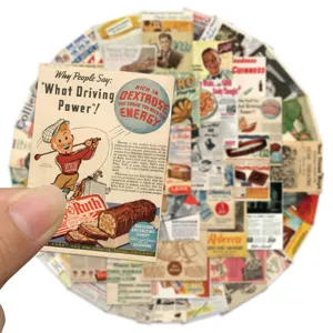 Vintage newspaper magazine stickers decorative decals for luggage laptop journal 50pcs