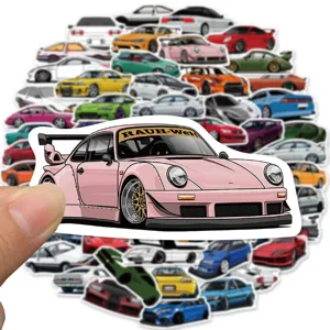 Pegatinas impermeables de coches JDM de dibujos animados calcomanias para maleta moto